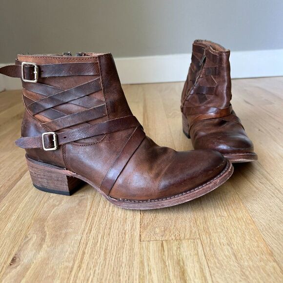 Freebird By Steven Sammi Brown Leather Ankle Boots Size 8 western‎ rodeo cowgirl - Picture 1 of 12